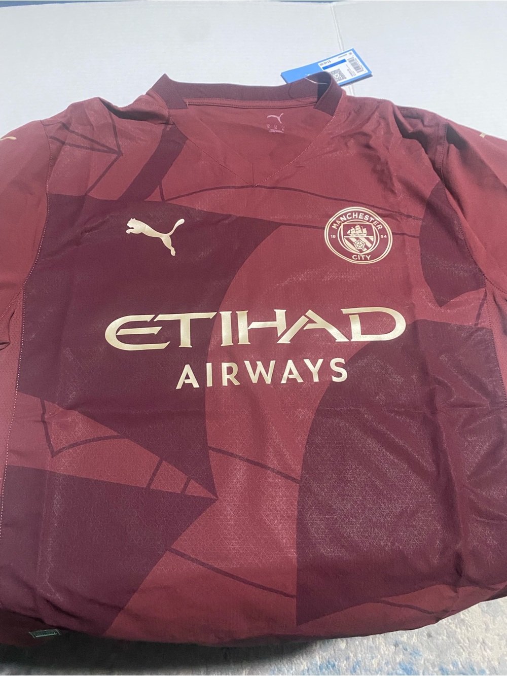 Puma Manchester City Burgundy and Gold Football Jersey
